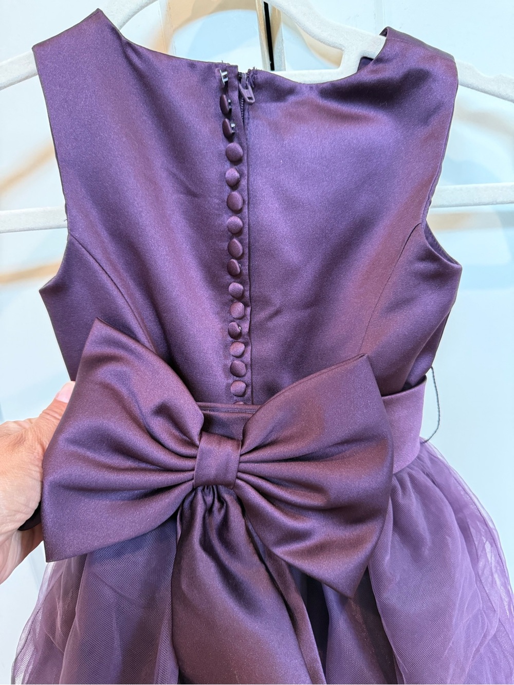 David’s Bridal Girls' Purple Tulle Party Dress with Matching Bag - Picture 2 of 4
